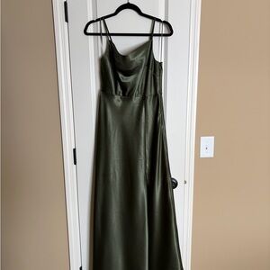 Birdy Grey Satin Cowl Bridesmaid Dress in Olive